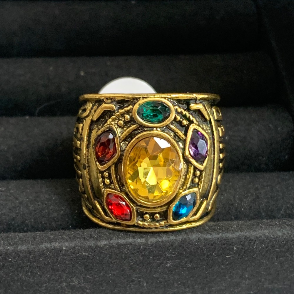 Marvel Infinity Gauntlet Ring Gold Tone Infinity Stones Cosplay Size 9